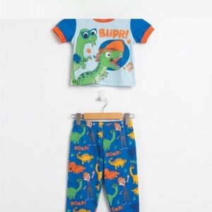 Kids Dinosaur Pajama Set - Blue and Orange
